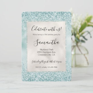 Hübscher Mint Glitzy Sparkle Glitzer Einladung