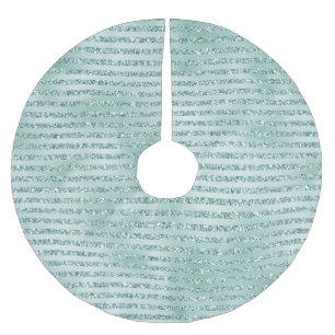 Hübscher Minze Glitzer Streifen       Polyester Weihnachtsbaumdecke