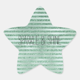 Hübscher Minze Grüner Glitzer Ombre Streifen Stern-Aufkleber