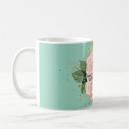 Hübscher Minze Rosa Rose Blütengolden Glitzer Kaffeetasse