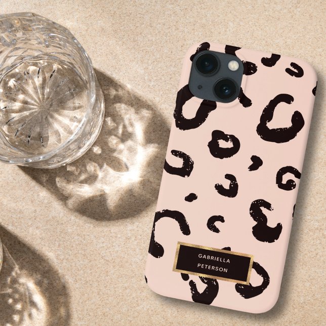 Hübscher Modemantel mit rosa Leopard und Goldrahme Case-Mate iPhone Hülle (Von Creator hochgeladen)