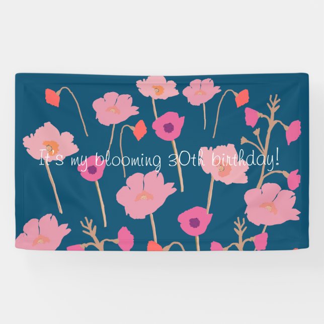 Hübscher, moderner Blumengeburtstag mit individuel Banner (Horizontal)