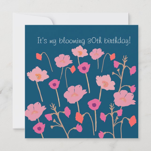 Hübscher, moderner Blumengeburtstag mit individuel Einladung (Vorderseite)