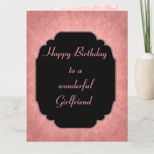 Hübscher, moderner Rosa Happy Birthday Girlfriend Karte