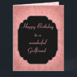 Hübscher, moderner Rosa Happy Birthday Girlfriend Karte<br><div class="desc">Stilvoll und elegant rosa moderne Happy Birthday Girlfriend Design Grußkarte.</div>
