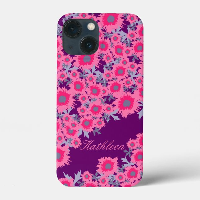 Hübscher Mohnrosa lila Damasname Case-Mate iPhone Hülle (Rückseite)