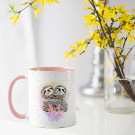 Hübscher Monogramm-Aquarellname Rosa-Slothähne Tasse