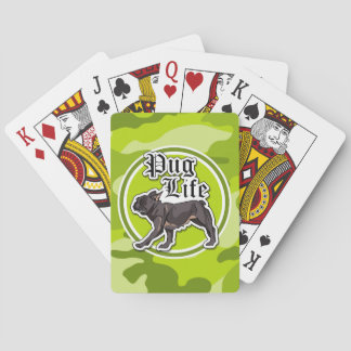 Hübscher Mops; hellgrüne Camouflage, Tarnung Spielkarten