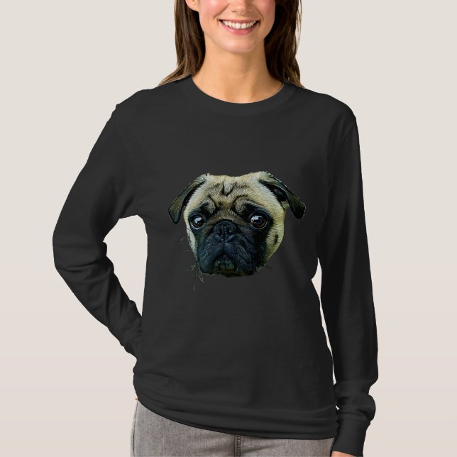 Hübscher Mops mit klassischem T - Shirt 296 (Vorderseite)
