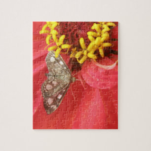 Hübscher Moth auf Red Blume Puzzle