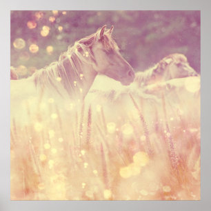 Hübscher Mustang Gold Glitzer Horse Poster