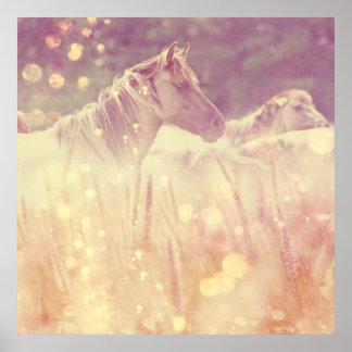 Hübscher Mustang Gold Glitzer Horse Poster