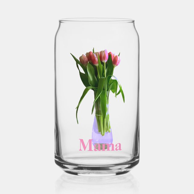 Hübscher Muttertag Rosa Tulips Fotografie Mama Dosenglas (Vorderseite)