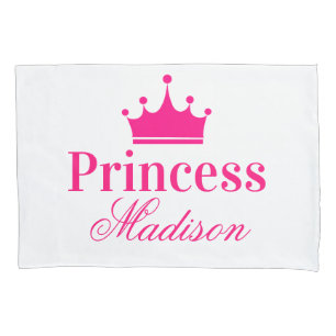 Hübscher Name der Prinzessin "White & Hot Pink" Kissenbezug