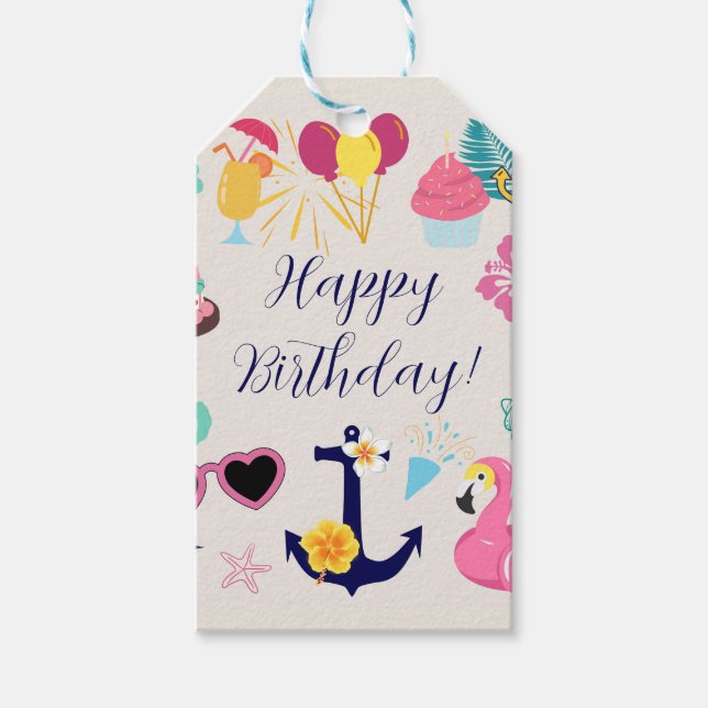 Hübscher nautischer Geburtstag Geschenkanhänger (Vorderseite)
