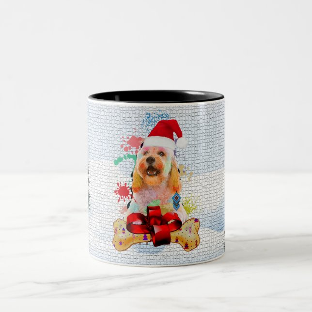 Hübscher, Niedlicher Cockapoo Hund Gutes Weihnacht Zweifarbige Tasse (Mittel)