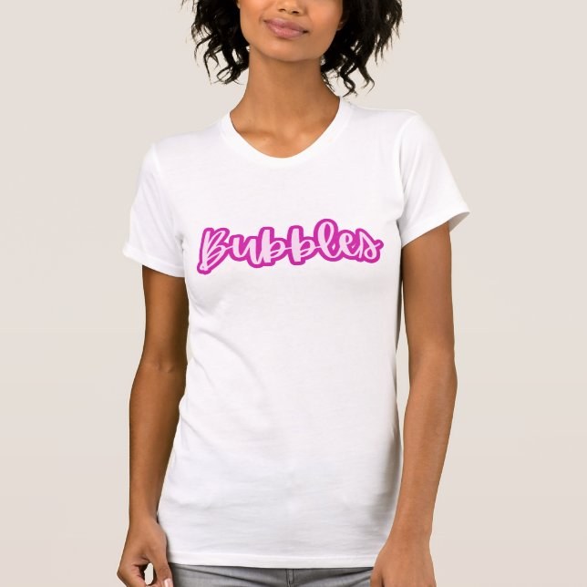 Hübscher Niedlicher hellrosa Text bläst Frauen T-Shirt (Vorderseite)