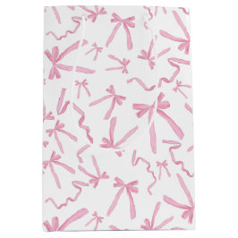 Hübscher Niedlicher rosa Flachbogen Muster-Wellen Mittlere Geschenktüte