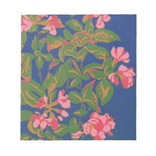 Hübscher Notepad, rosa Japonica auf blauem Hinterg Notizblock