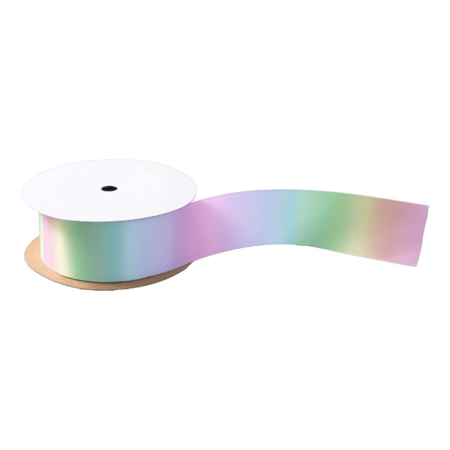 Hübscher Ombre Pastel Rainbow Gradient Strip Satinband (Spule)
