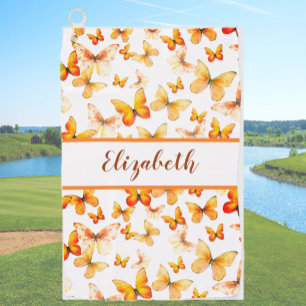 Hübscher Orangenschmetterling mit individuelle Nam Golfhandtuch