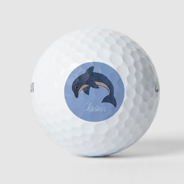 Hübscher Ozean Blau-Weiß-Springdolphin Golfball (Vorderseite)