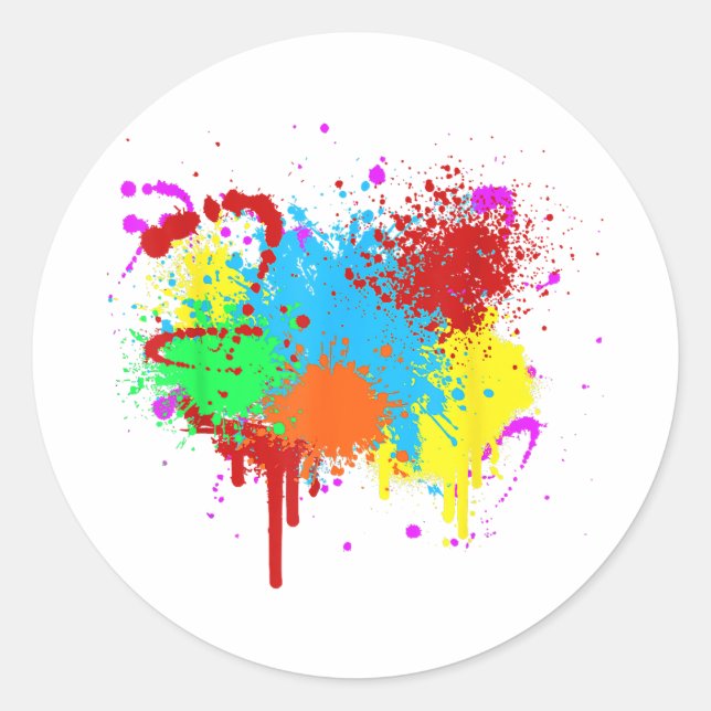 Hübscher Paint-Spritzer-Malvorgang Abstrakter Art Runder Aufkleber (Vorderseite)