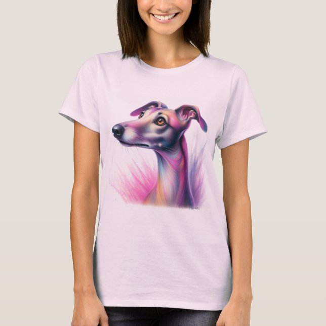 Hübscher Pastel Greyhound Hund T-Shirt (Vorderseite)