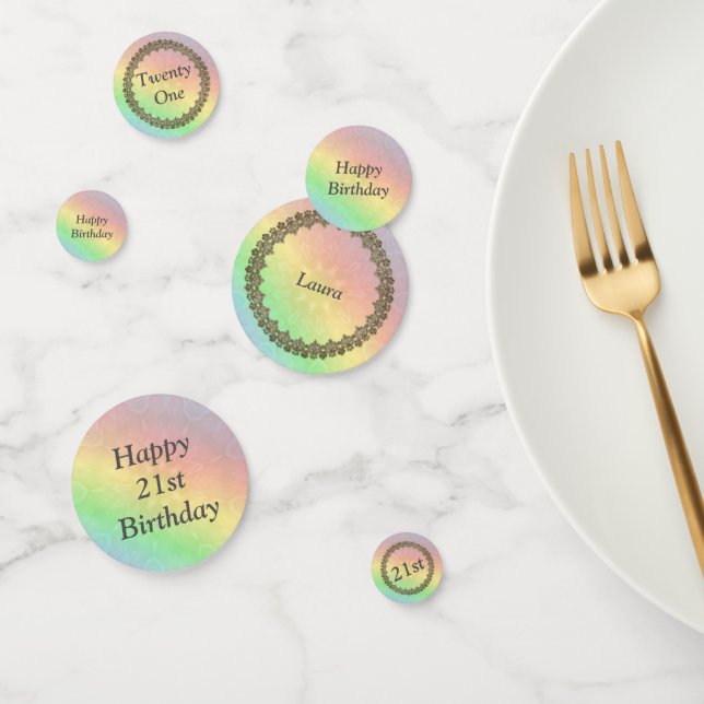 Hübscher Pastel Rainbow 21. Geburtstag Konfetti (Gruppe)