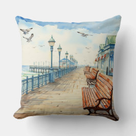 HÜBSCHER PASTEL WATERCOLOR BOARDWALK UND STRAND KISSEN