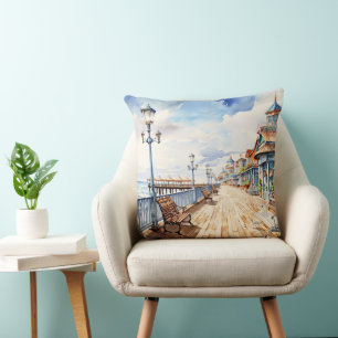HÜBSCHER PASTEL WATERCOLOR BOARDWALK UND STRAND KISSEN