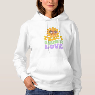 Hübscher Pastell-Friedensblumen-Druck-Hoodie Hoodie