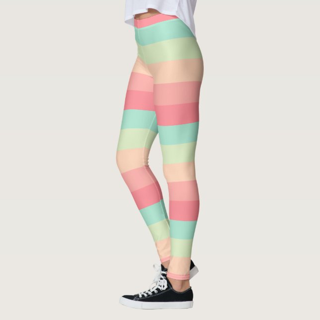 Hübscher Pastell Striped Leggings (Links)