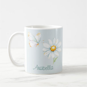 Hübscher Pastell-Wasserfarb-Schmetterling und Gäns Kaffeetasse
