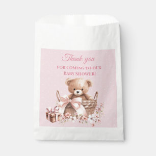 Hübscher pastellrosa Teddybär Baby Shower Geschenktütchen