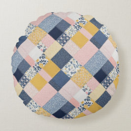 Hübscher Patchwork-Effekt Boho Muster Country Styl Rundes Kissen