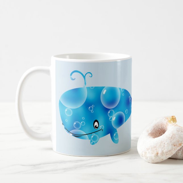 Hübscher personalisierter Blauwal Kaffeetasse (Mit Donut)