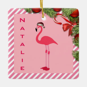 Hübscher personalisierter Flamingo Keramikornament