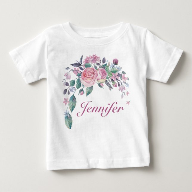 Hübscher Personalisierter Name Baby Girl Baby T-shirt (Vorderseite)