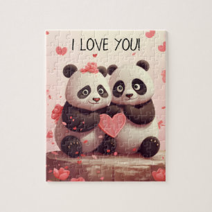 Hübscher personalisierter Panda zum Valentinstag Puzzle