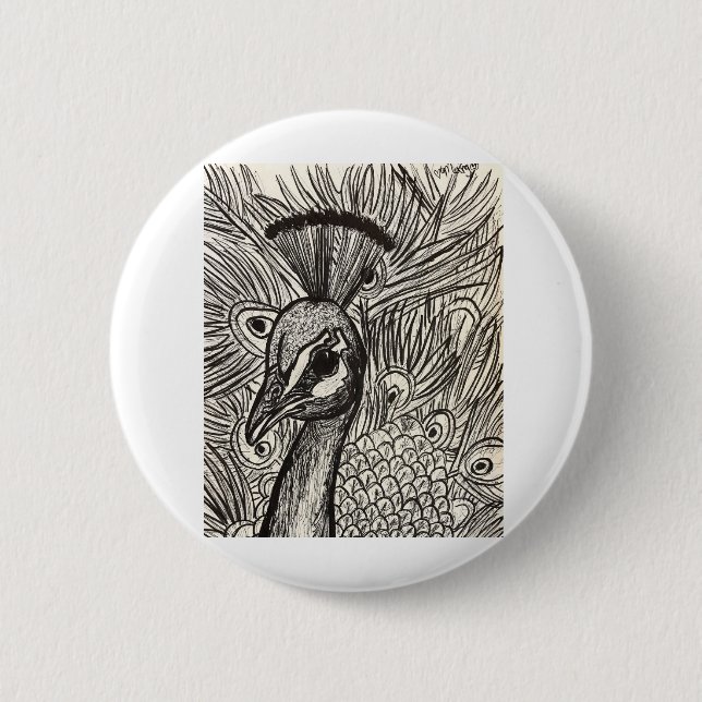 Hübscher Pfau Button (Vorderseite)
