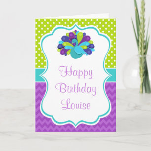 Hübscher Pfau Grün und Lila Geburtstag Karte
