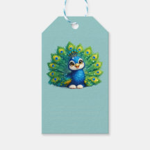 Hübscher Pfau mit großen Augen Kawaii-Vogeldesign