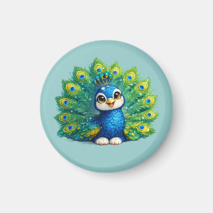 Hübscher Pfau mit großen Augen Kawaii-Vogeldesign Magnet
