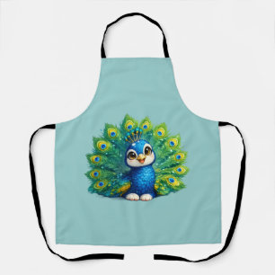 Hübscher Pfau mit großen Augen Kawaii-Vogeldesign Schürze