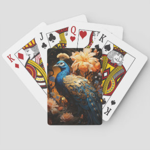 Hübscher Pfau und Blumen Spielkarten