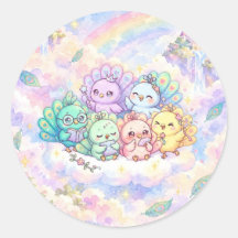 Hübscher Pfauenfreunde Regenbogen-Wolken-Aufkleber