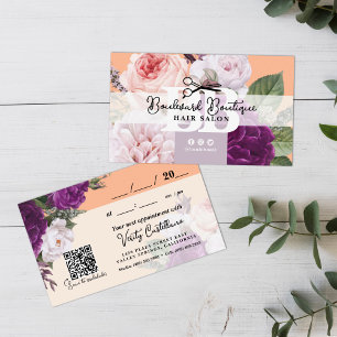 Hübscher Pfirsich-Blumen-Friseur-Termin-QR Visitenkarte