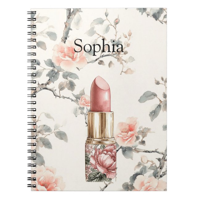 Hübscher Pfirsich-Rosen-Blumenlippenstift Notizblock (Vorderseite)