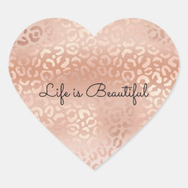 Hübscher Pfirsicheleopard Herz-Aufkleber